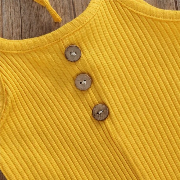 ☀️ Summer yellow‎ 3 faux button tank romper, size 12-18 months - Picture 7 of 7